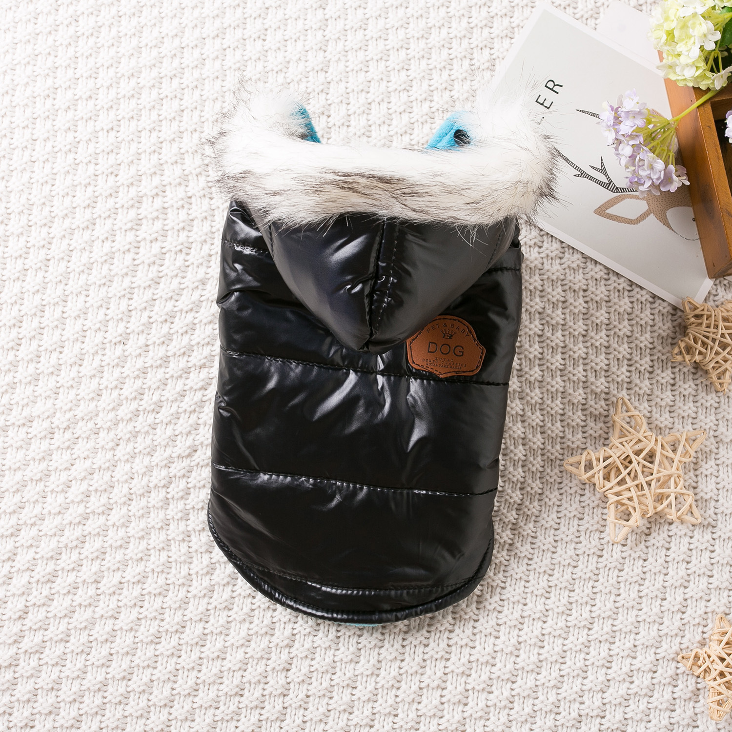 Dog Clothes, Winter Dirt Resistant Fur Collar Cotton Coat