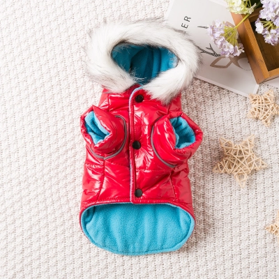 Dog Clothes, Winter Dirt Resistant Fur Collar Cotton Coat 02