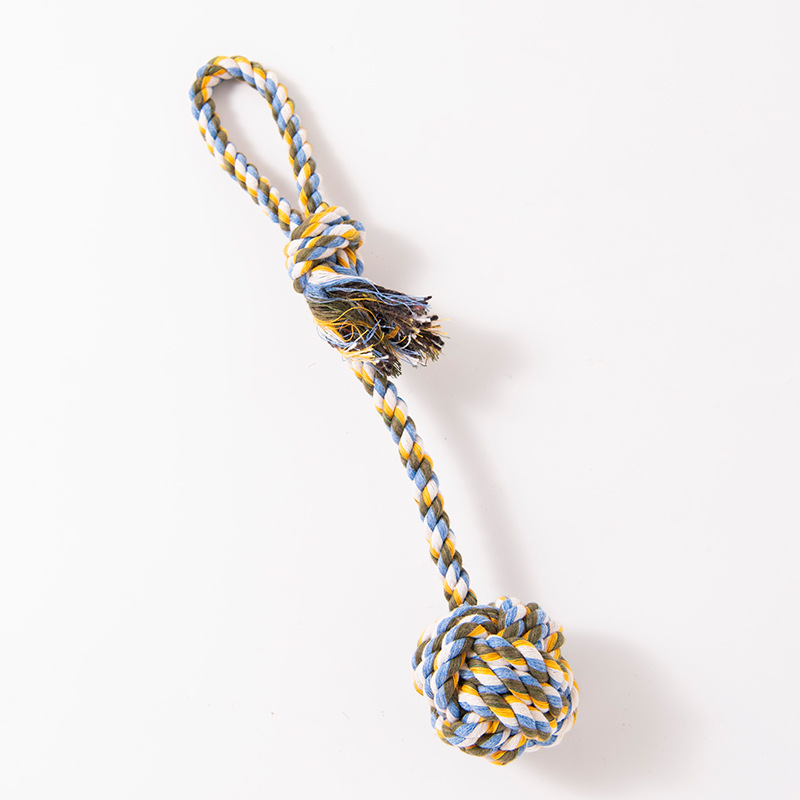 Dog Cotton Rope Toy Gnawing On Knot Rope