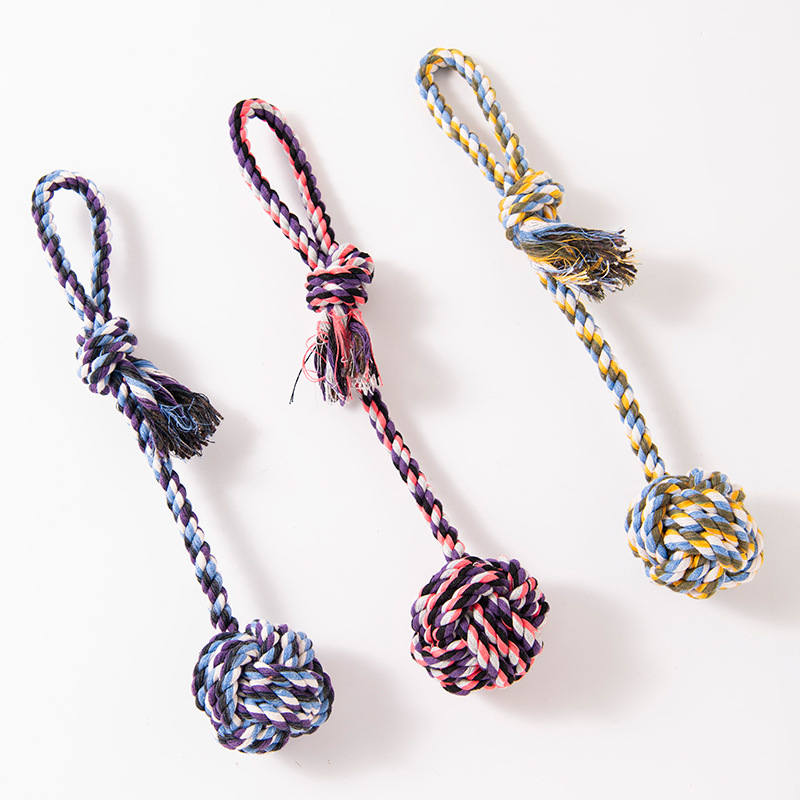 Dog Cotton Rope Toy Gnawing On Knot Rope