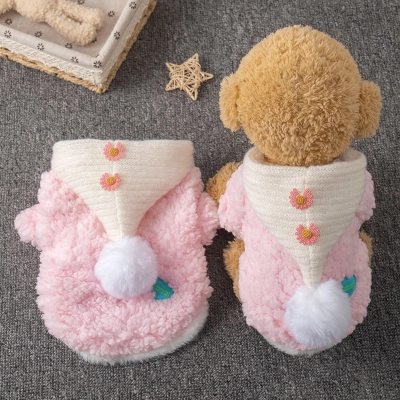 Pet Autumn And Winter Plush Warm And Cute Hooded Vest 01