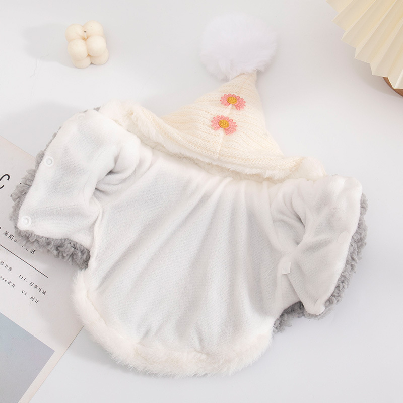 Pet Autumn And Winter Plush Warm And Cute Hooded Vest