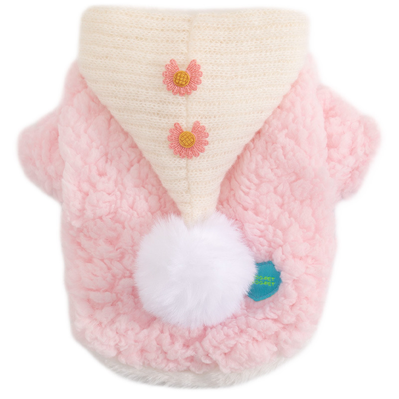 Pet Autumn And Winter Plush Warm And Cute Hooded Vest