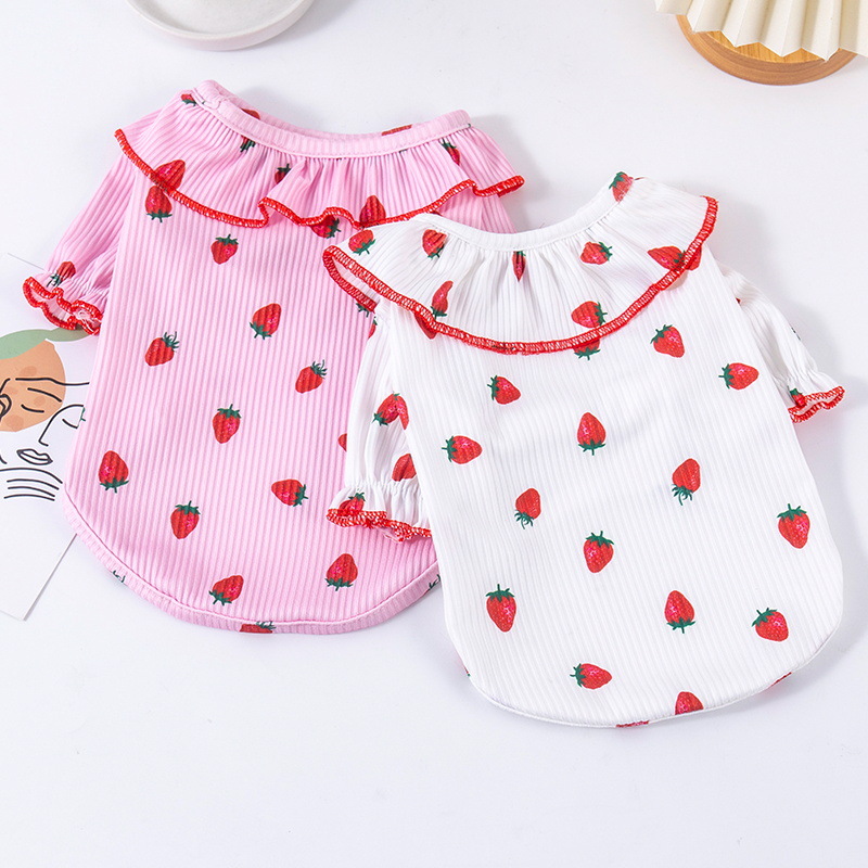 Strawberry Printed Pet Clothing For Spring And Summer Thin Edition