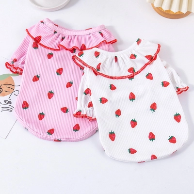 Strawberry Printed Pet Clothing For Spring And Summer Thin Edition 01