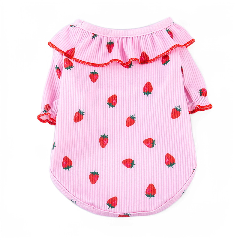 Strawberry Printed Pet Clothing For Spring And Summer Thin Edition