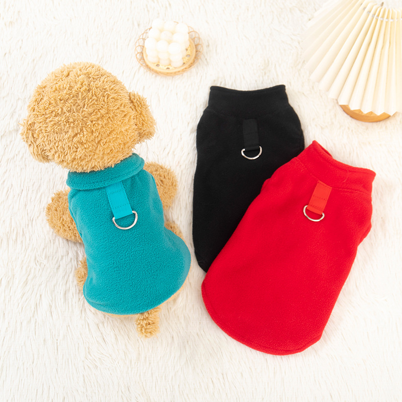 Pet Cat Dog Autumn And Winter Thick Fleece Solid Color Hoodie