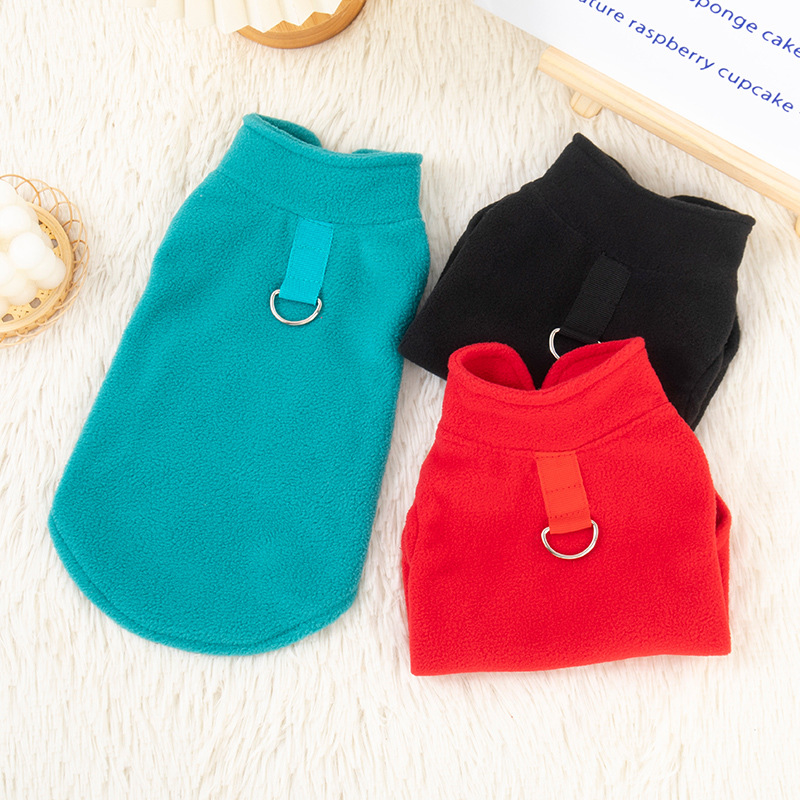 Pet Cat Dog Autumn And Winter Thick Fleece Solid Color Hoodie