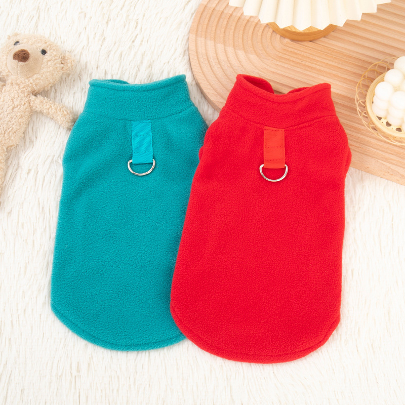Pet Cat Dog Autumn And Winter Thick Fleece Solid Color Hoodie