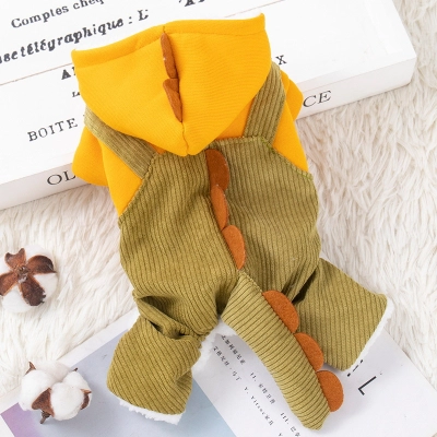 Dog's Four Legged Cotton Coat, Cute Dinosaur Tail 01