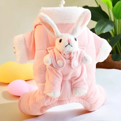 Pet Autumn And Winter Outfit Thick Bag Belly Coat Plush Shoulder Strap 01