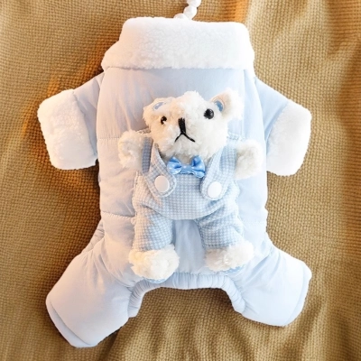 Pet Autumn And Winter Outfit Thick Bag Belly Coat Plush Shoulder Strap 02