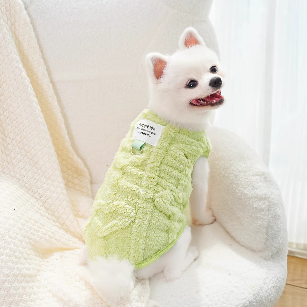 Pet Autumn And Winter Top With Plush Drawable Sleeveless Vest
