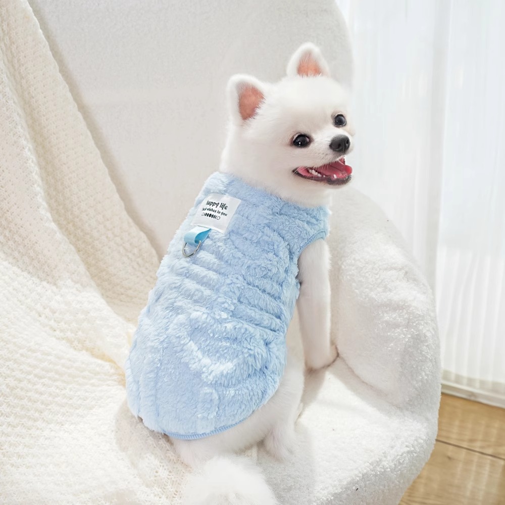 Pet Autumn And Winter Top With Plush Drawable Sleeveless Vest