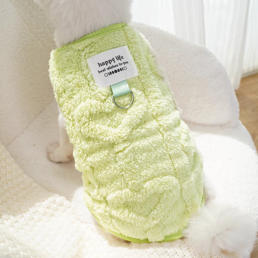 Pet Autumn And Winter Top With Plush Drawable Sleeveless Vest