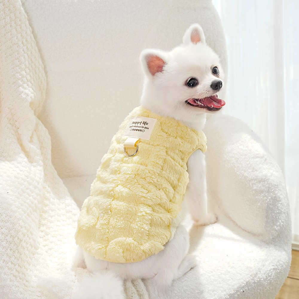 Pet Autumn And Winter Top With Plush Drawable Sleeveless Vest