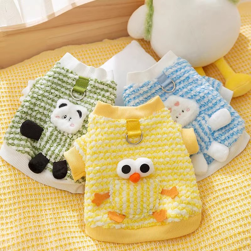 Pet Clothes Cartoon Cute Two Leg Pulling Velvet Cover