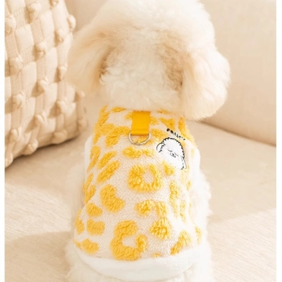 Pet Leopard Print Traction Autumn And Winter Vest 01