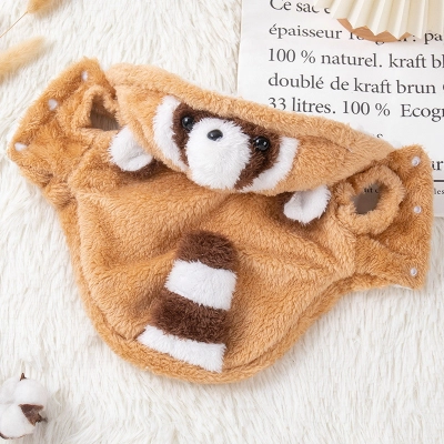 Pet Raccoon Transformation Dress Thickened Arctic Velvet Hat 02