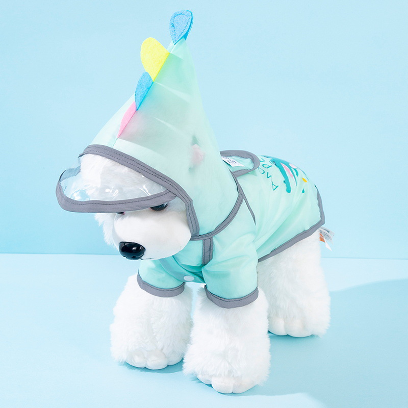Pet Spring And Summer Frosted Raincoat With Printed Transparent Raincoat