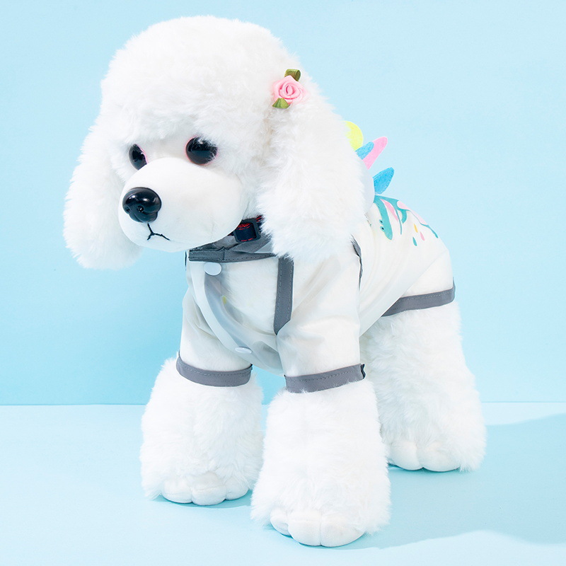 Pet Spring And Summer Frosted Raincoat With Printed Transparent Raincoat