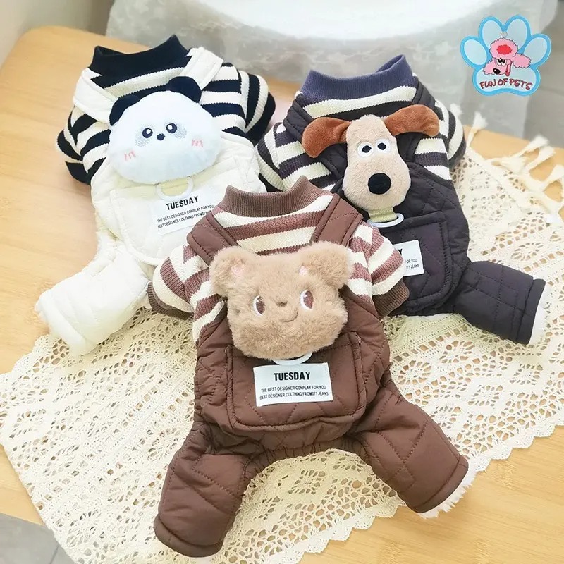Pet Thick Pocket Four Leg 3D Cartoon Strap Pants