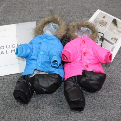 Autumn And Winter Four Legged Pet Fur Collar Cotton Jacket 01