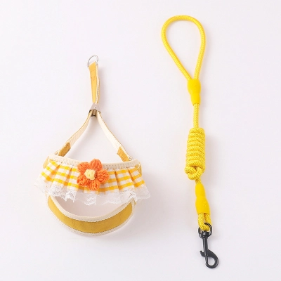 Small Dog Cartoon Cherry Flower Collar Harness Anti Slip Leashs 02