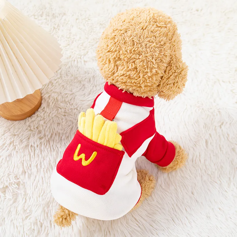 Pet Clothing In Red And White Color Scheme For Autumn And Winter