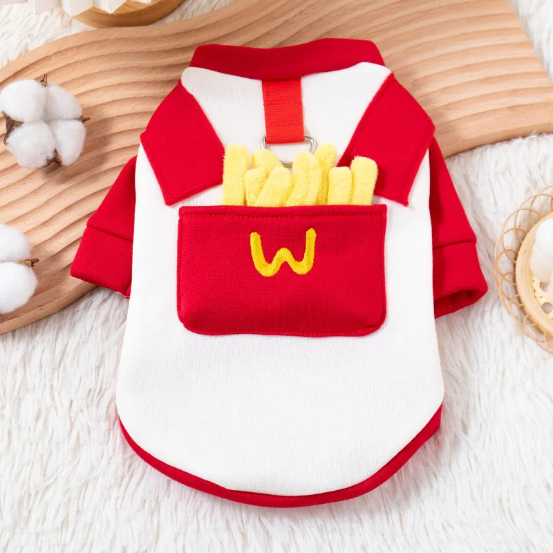 Pet Clothing In Red And White Color Scheme For Autumn And Winter