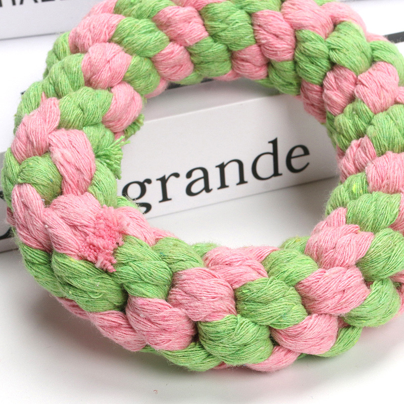 Pet Dog Braided Donut Christmas Cotton Rope Chew Toy