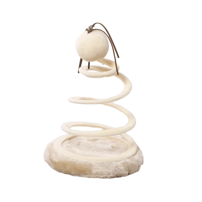 Cat Toy Spiral Steel Wire Spring Flannel Disc Scratcher 02