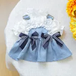 Pet Seaside Bowknot Holiday Denim Costume