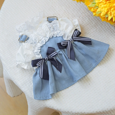 Pet Seaside Bowknot Holiday Denim Costume 02