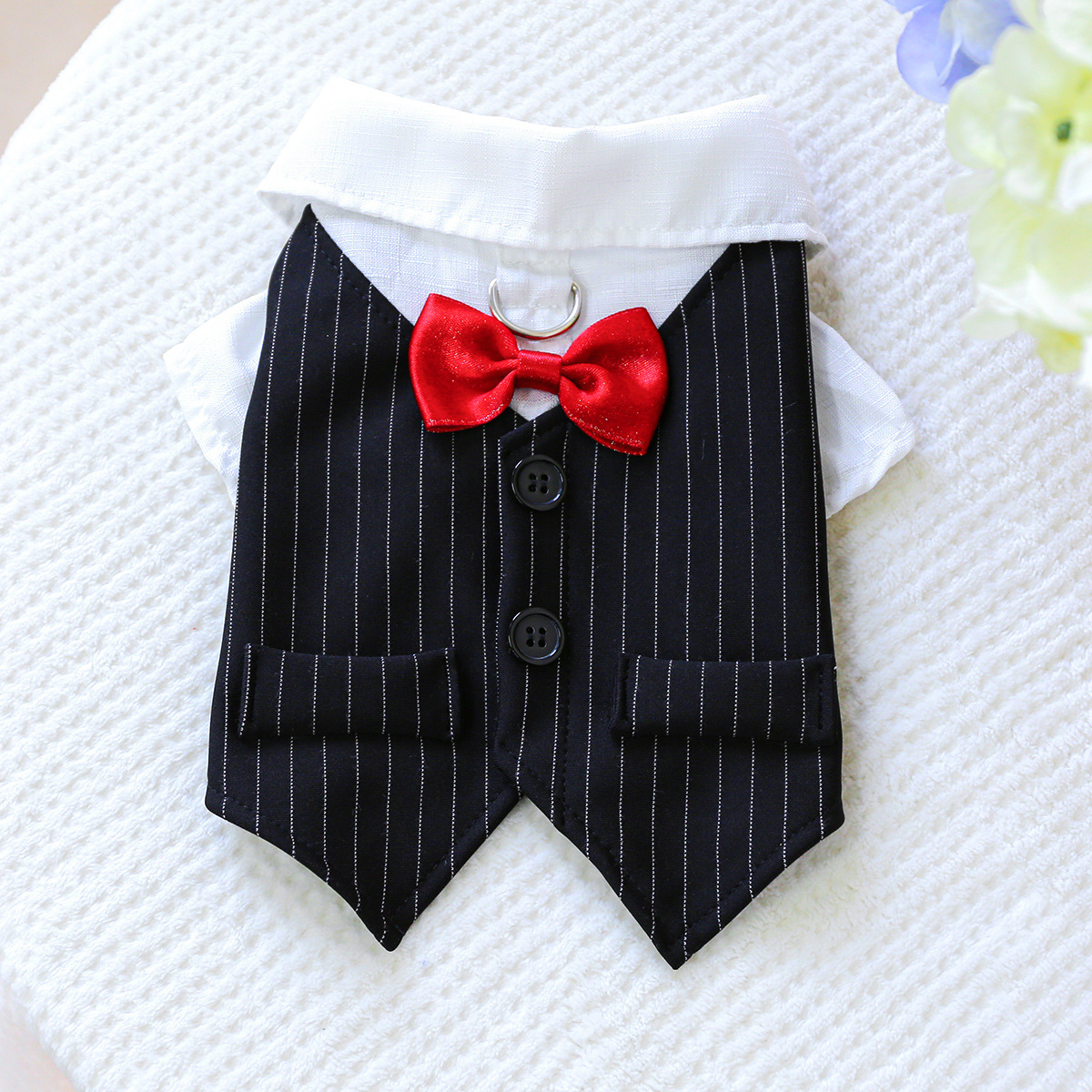 Pet Tuxedo with Red Bow Tie