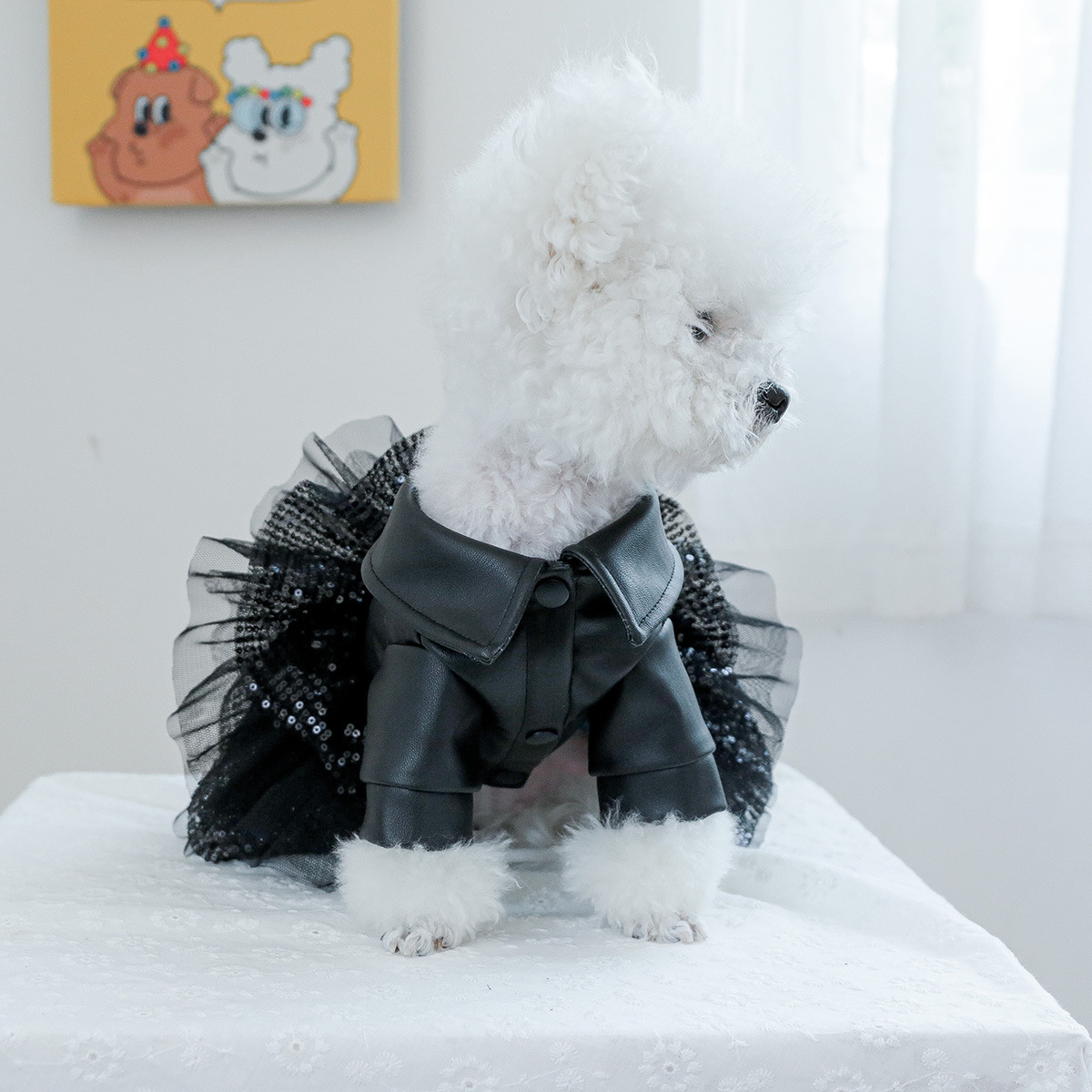 Chic Pet Sequined Leather - like Skirt