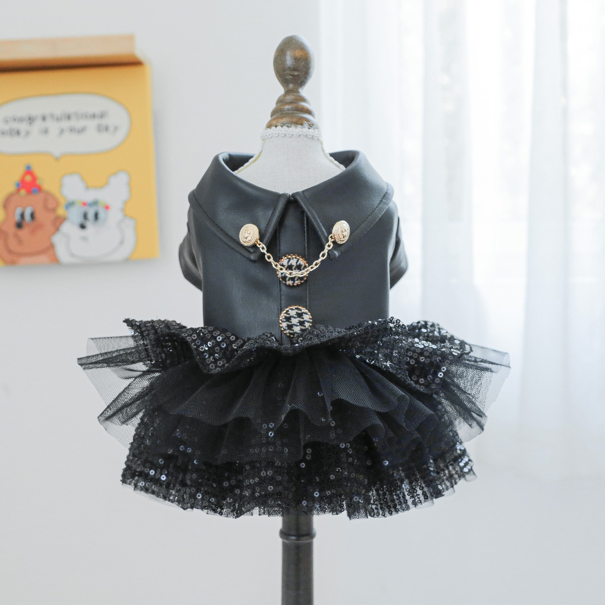 Chic Pet Sequined Leather - like Skirt