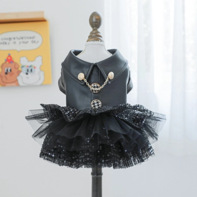Chic Pet Sequined Leather - like Skirt 02