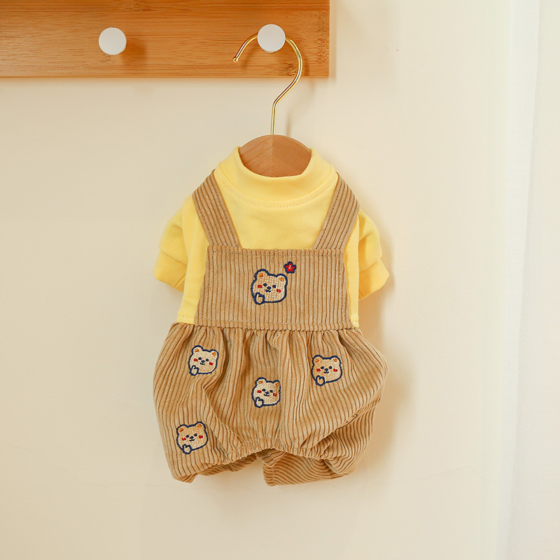 Pet Autumn and Winter Warm Bear - Print Suspender Pants