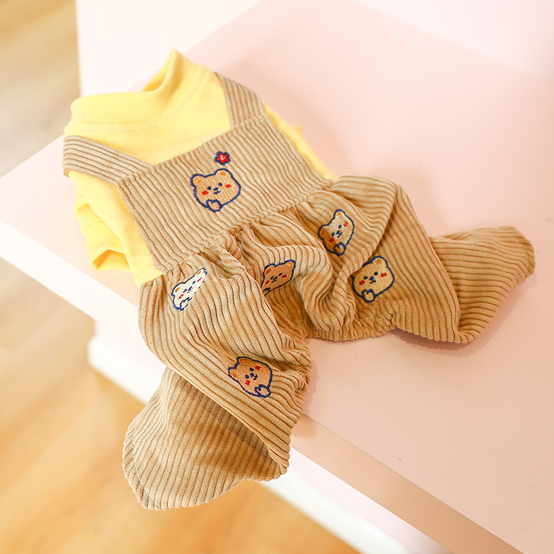 Pet Autumn and Winter Warm Bear - Print Suspender Pants