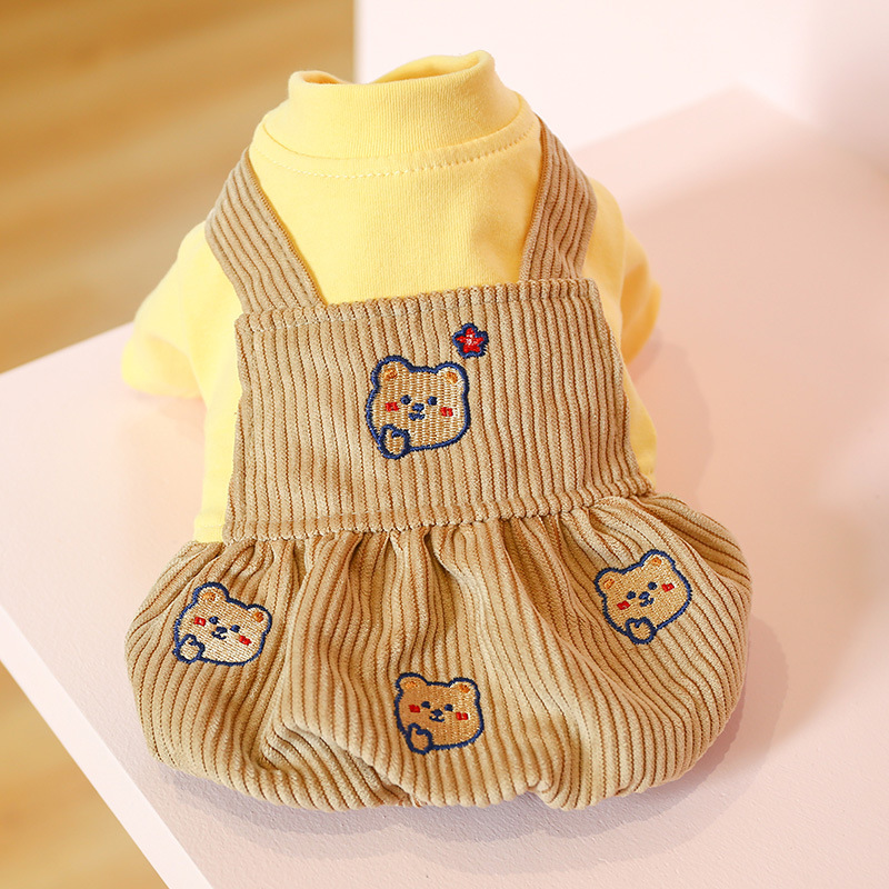 Pet Autumn and Winter Warm Bear - Print Suspender Pants