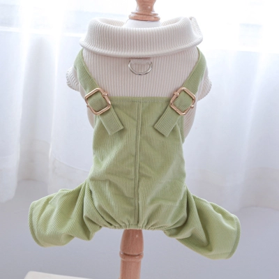 Pet Corduroy Bodysuit with Suspenders 02