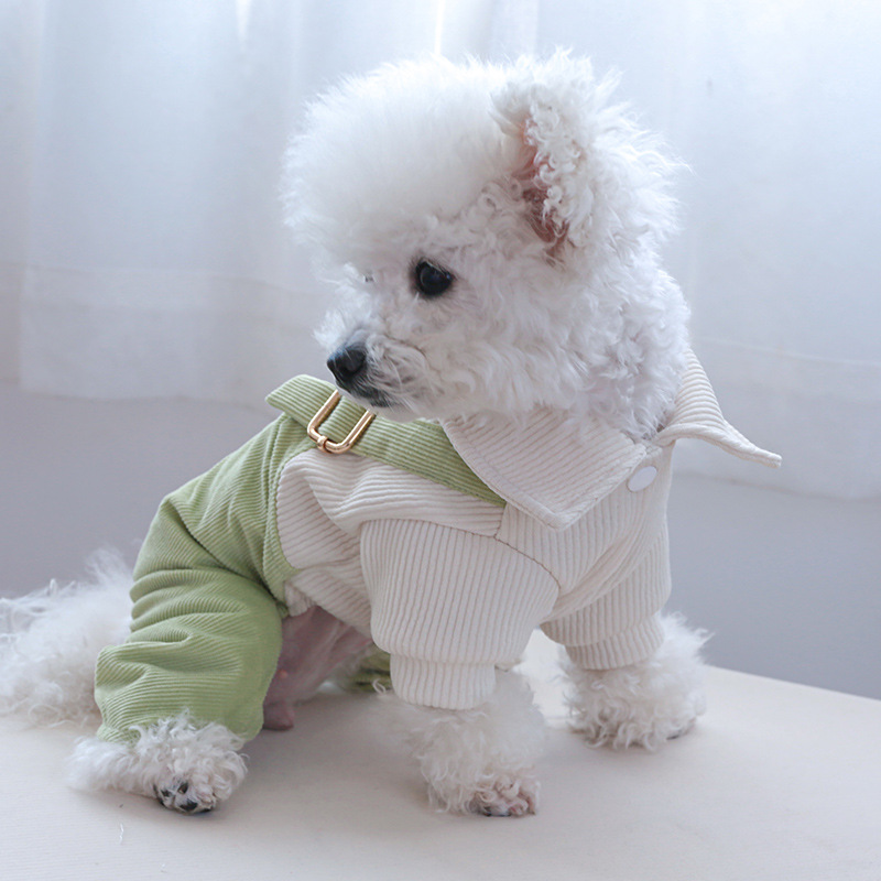 Pet Corduroy Bodysuit with Suspenders