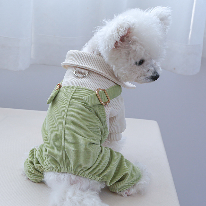 Pet Corduroy Bodysuit with Suspenders