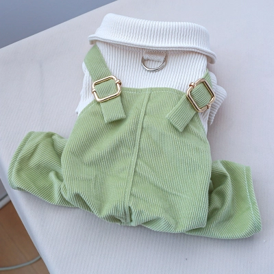 Pet Corduroy Bodysuit with Suspenders 01