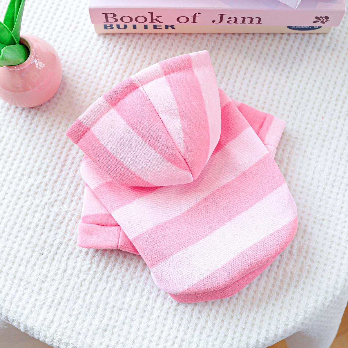 Adorable Pink and White Striped Pet Hoodie