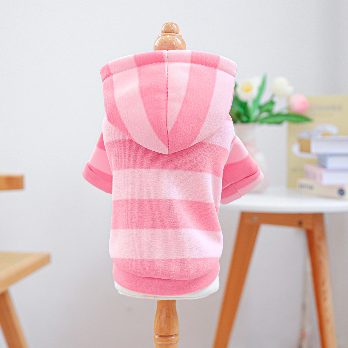 Adorable Pink and White Striped Pet Hoodie