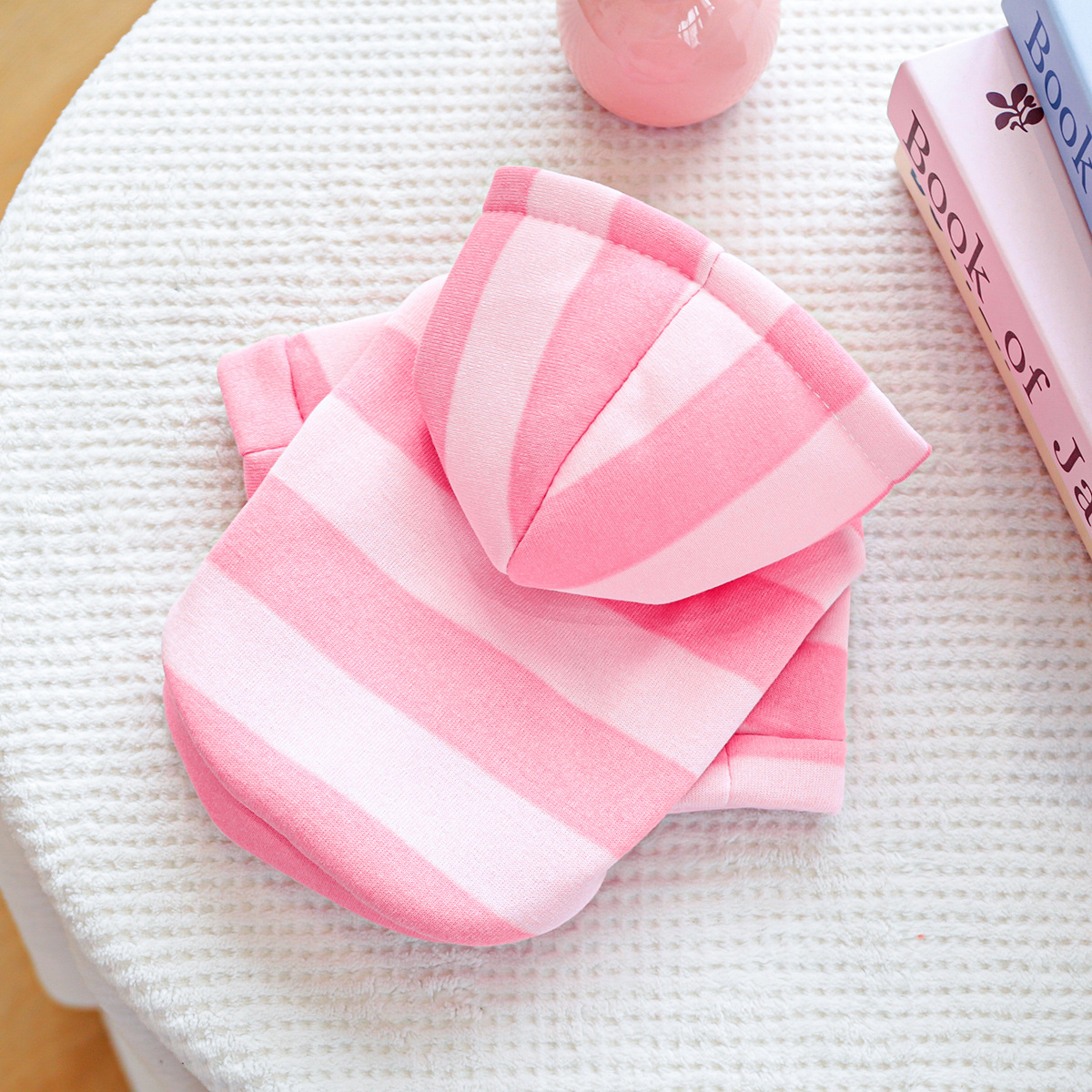 Adorable Pink and White Striped Pet Hoodie