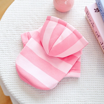 Adorable Pink and White Striped Pet Hoodie 02