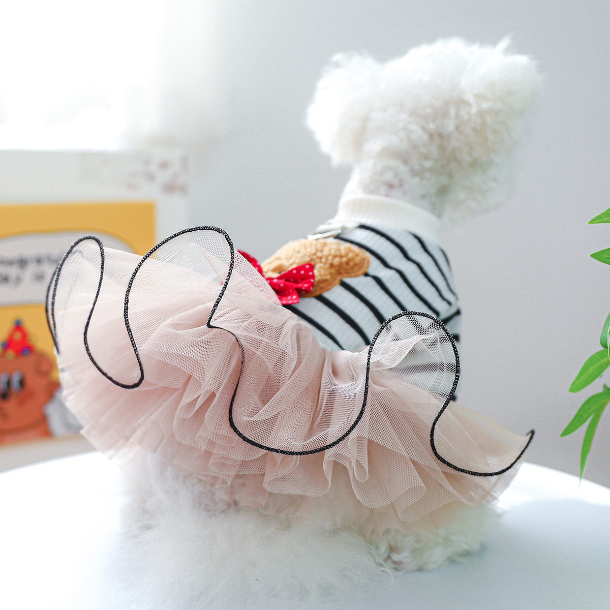 Striped Bear Bowknot Tutu Dress